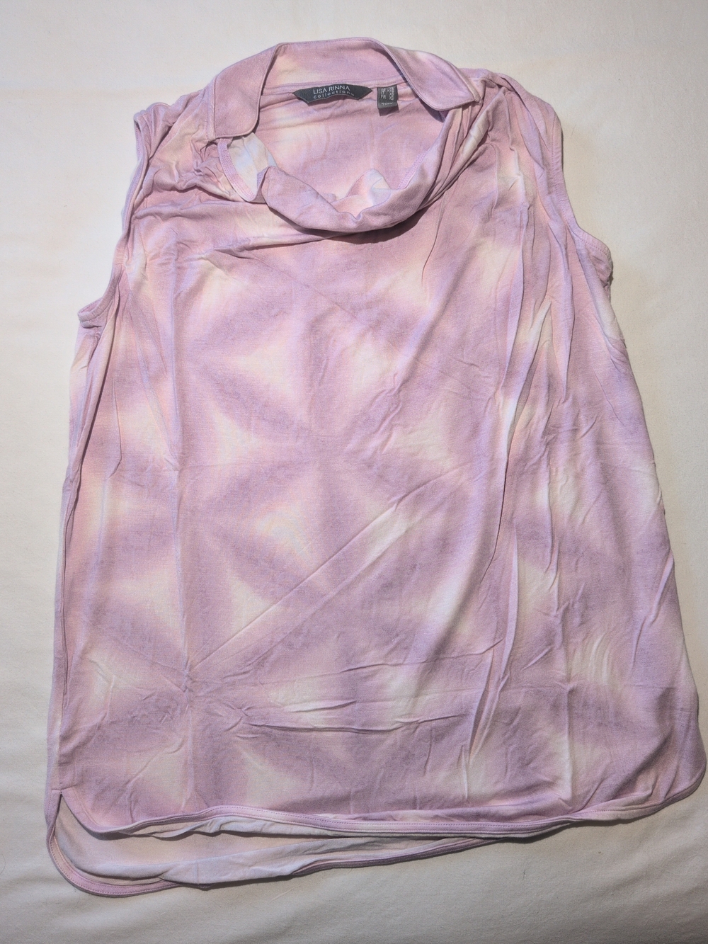 Lisa Rinna Lavender Tie-Dye Sleeveless Cowl Neck Top